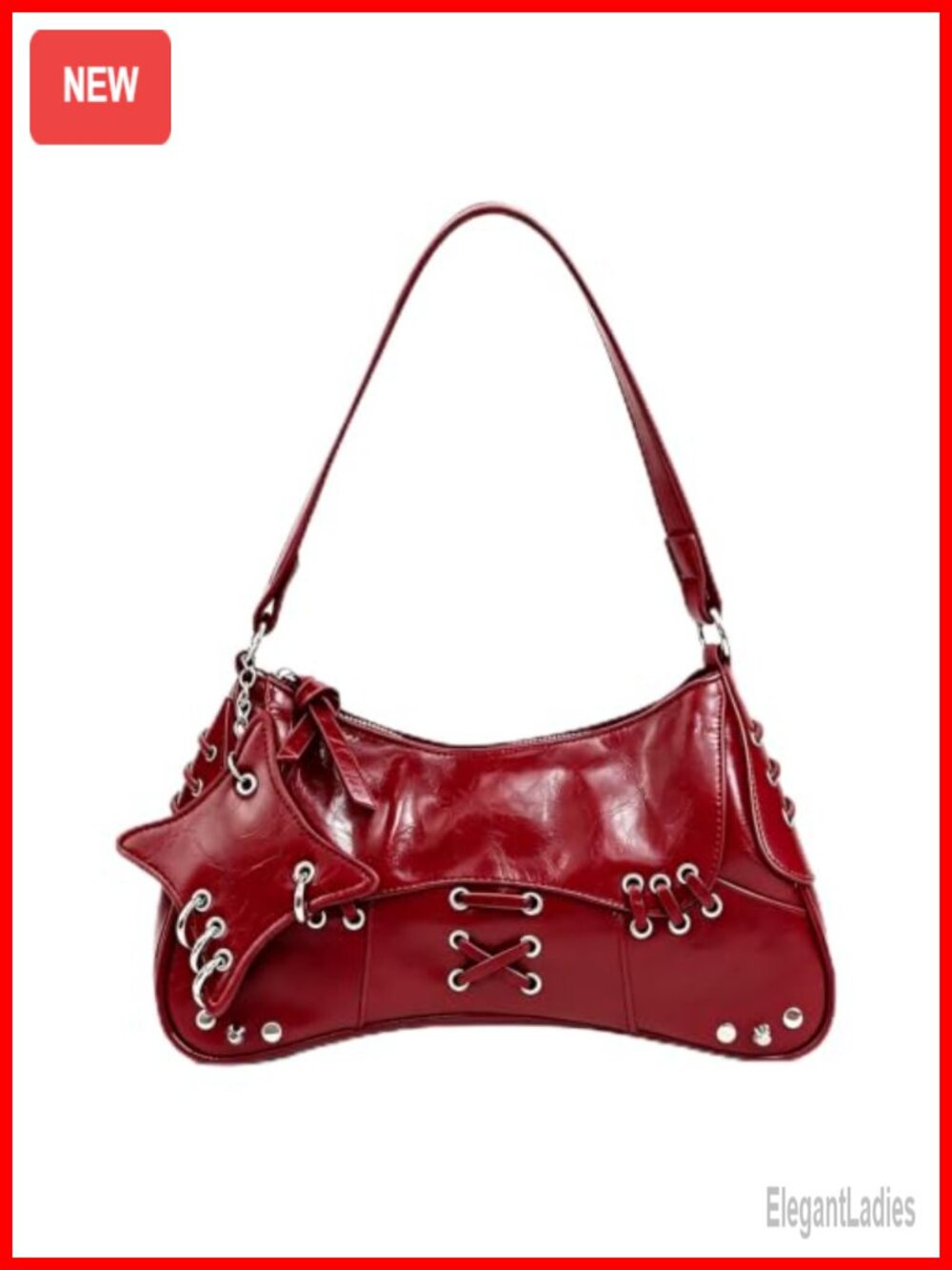 Faux Leather Y2K Hobo Shoulder Bag Punk Studded Handbag Crossbody